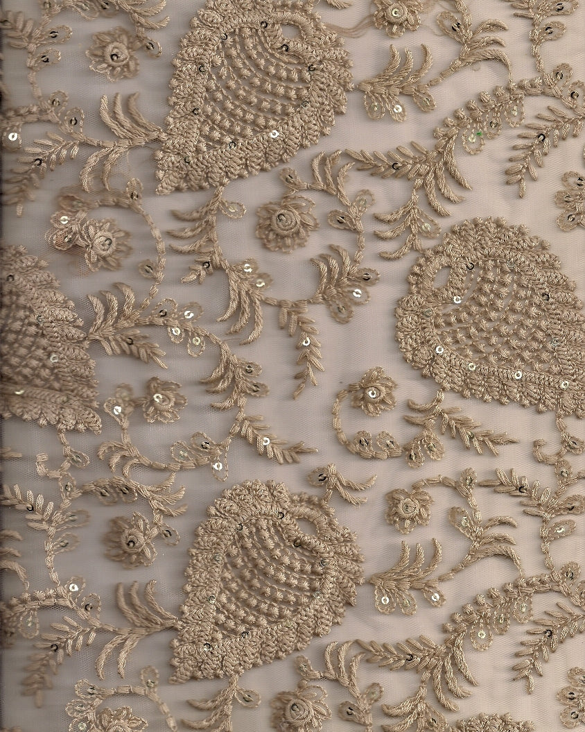 Close-up of embroidered fabric texture