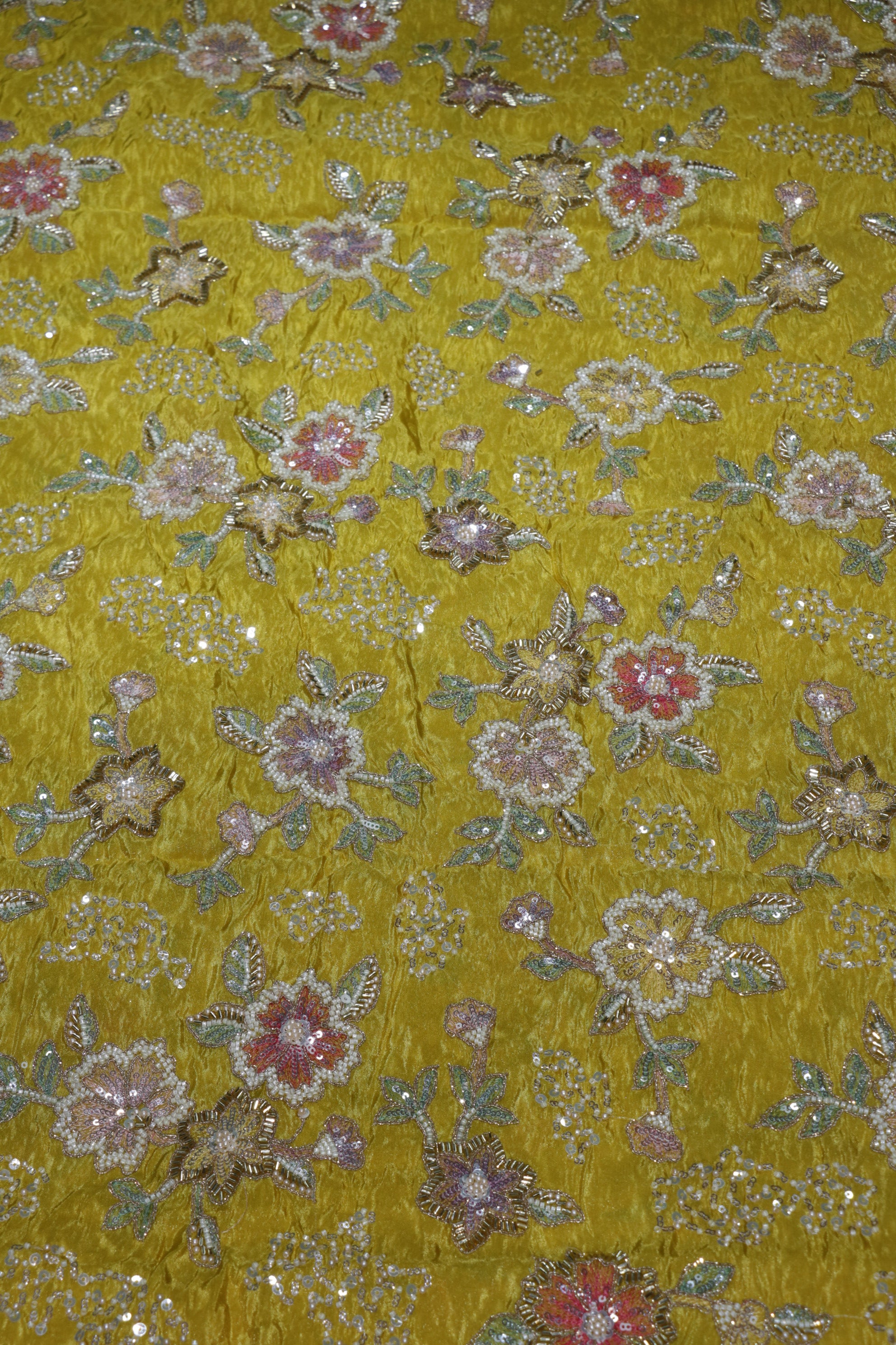 103-Color Set Tissue Gold With Beads and Sequins Embroidery Work 44 Inch Width Allover