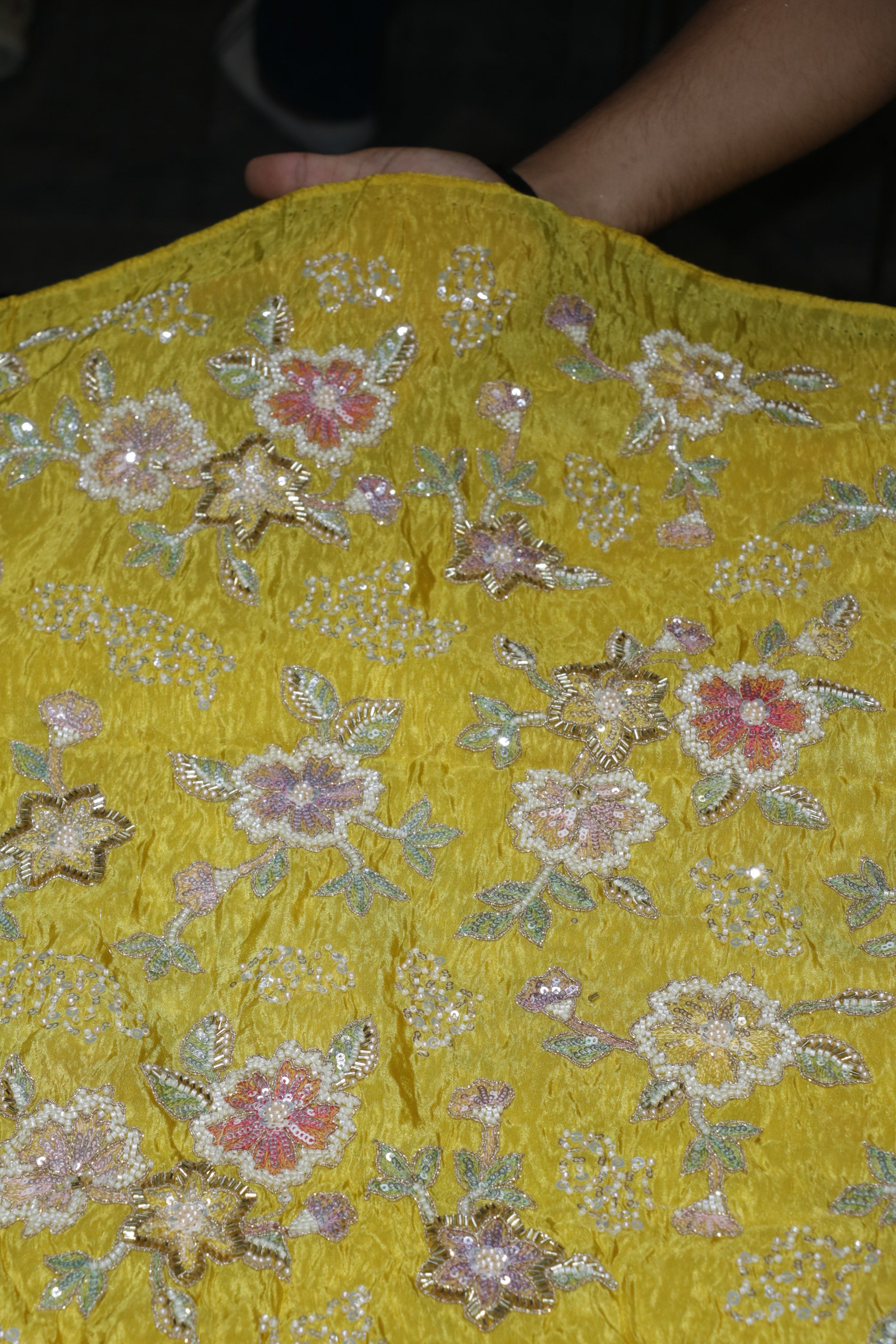 103-Color Set Tissue Gold With Beads and Sequins Embroidery Work 44 Inch Width Allover