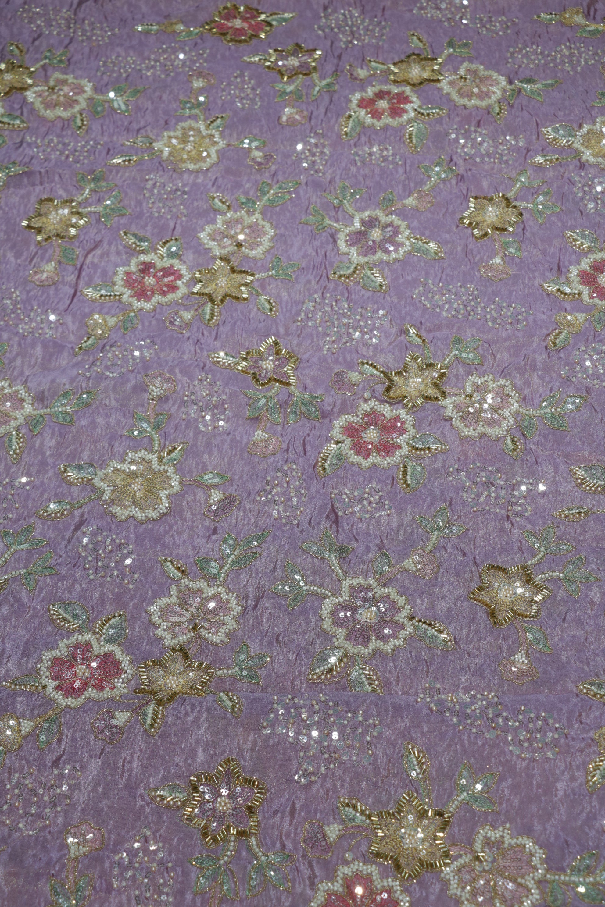 103-Color Set Tissue Gold With Beads and Sequins Embroidery Work 44 Inch Width Allover
