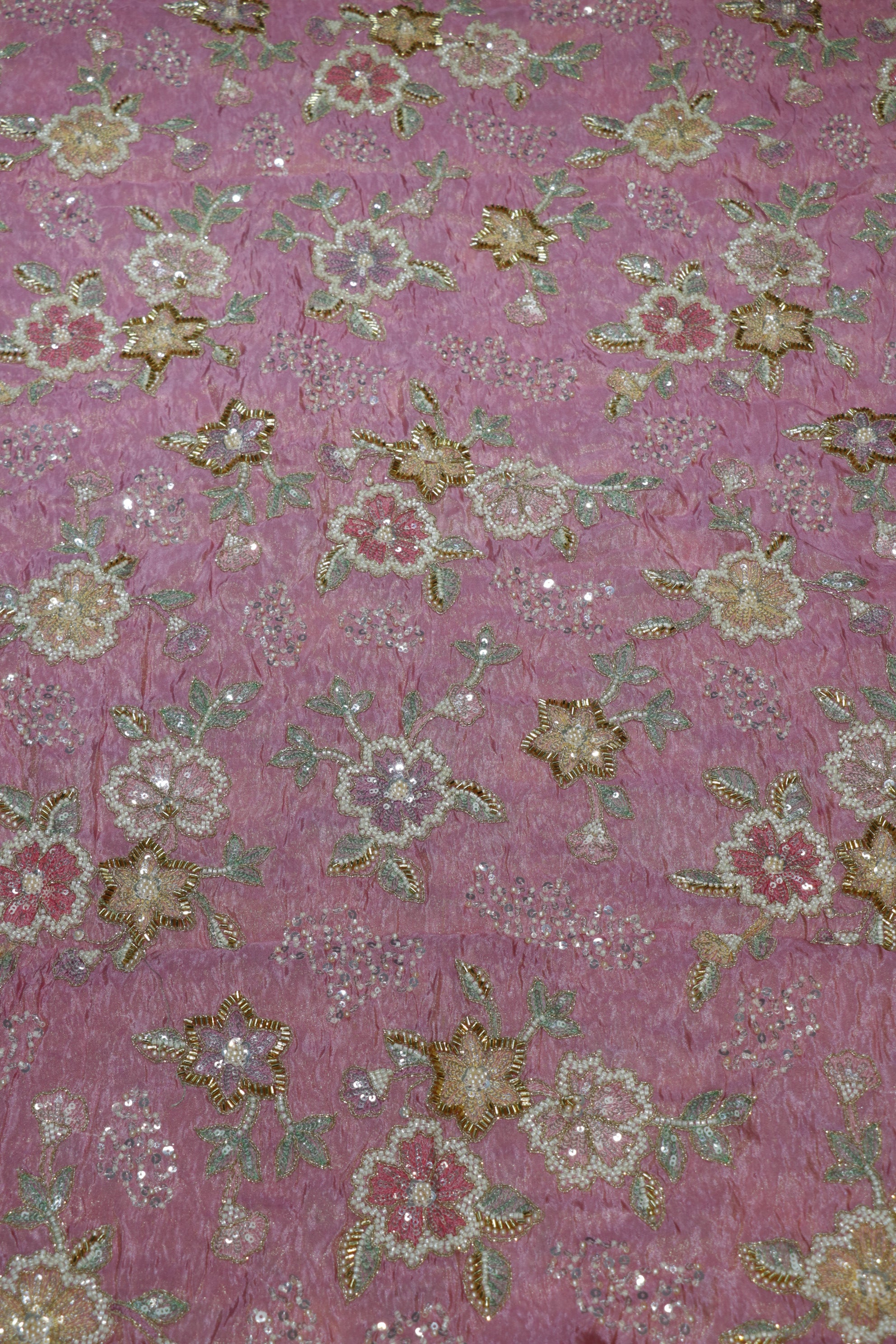 103-Color Set Tissue Gold With Beads and Sequins Embroidery Work 44 Inch Width Allover