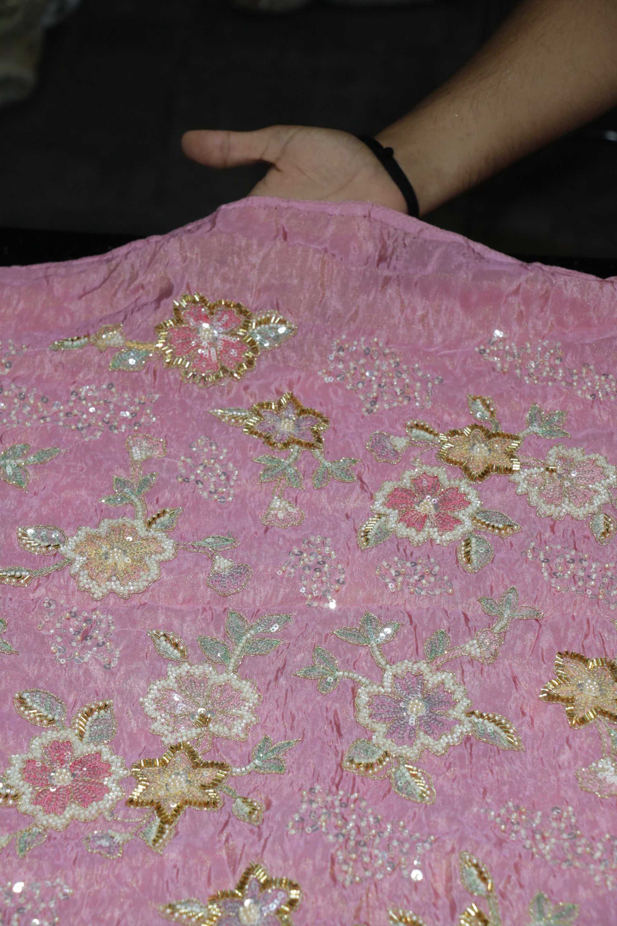 103-Color Set Tissue Gold With Beads and Sequins Embroidery Work 44 Inch Width Allover