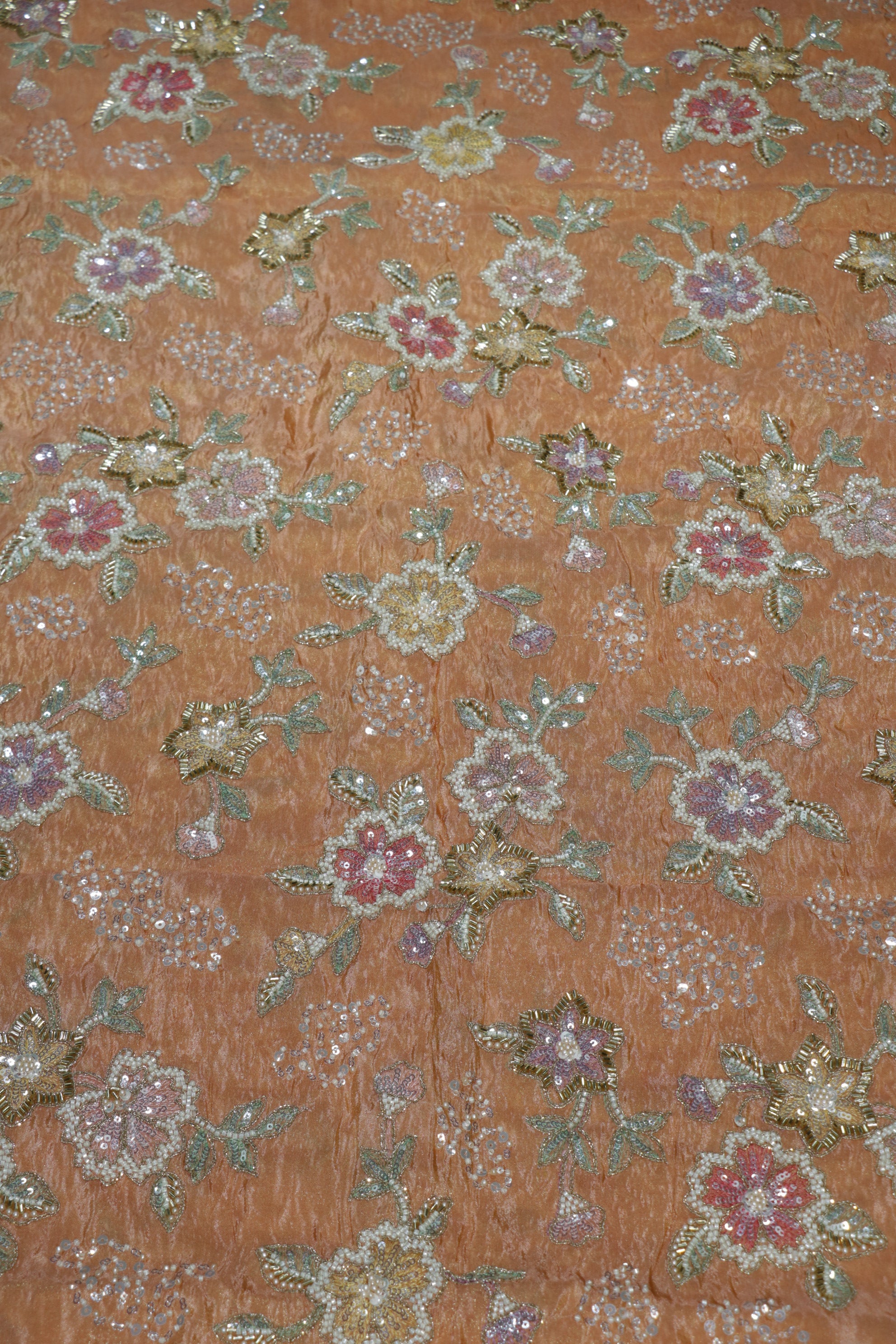 103-Color Set Tissue Gold With Beads and Sequins Embroidery Work 44 Inch Width Allover