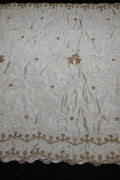 126-Dyable Beige Pure Tissue Gold With Beads and Sequins Embroidery Work 44 Inch Width Dupatta