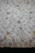 14-Dyable White Pure Natural Crepe With Beads and Sequins Embroidery Work 58 Inch Width Daman