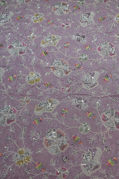 14-Color Set Pure Natural Crepe With Beads and Sequins Embroidery Work 44 Inch Width Allover