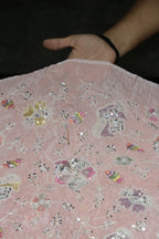 14-Color Set Pure Natural Crepe With Beads and Sequins Embroidery Work 44 Inch Width Allover