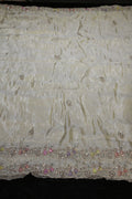 14-Dyable Beige Pure Tissue Gold With Beads and Sequins Embroidery Work 44 Inch Width Dupatta