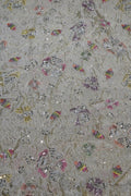 14-Dyable Beige Tissue Gold With Beads and Sequins Embroidery Work 44 Inch Width Allover