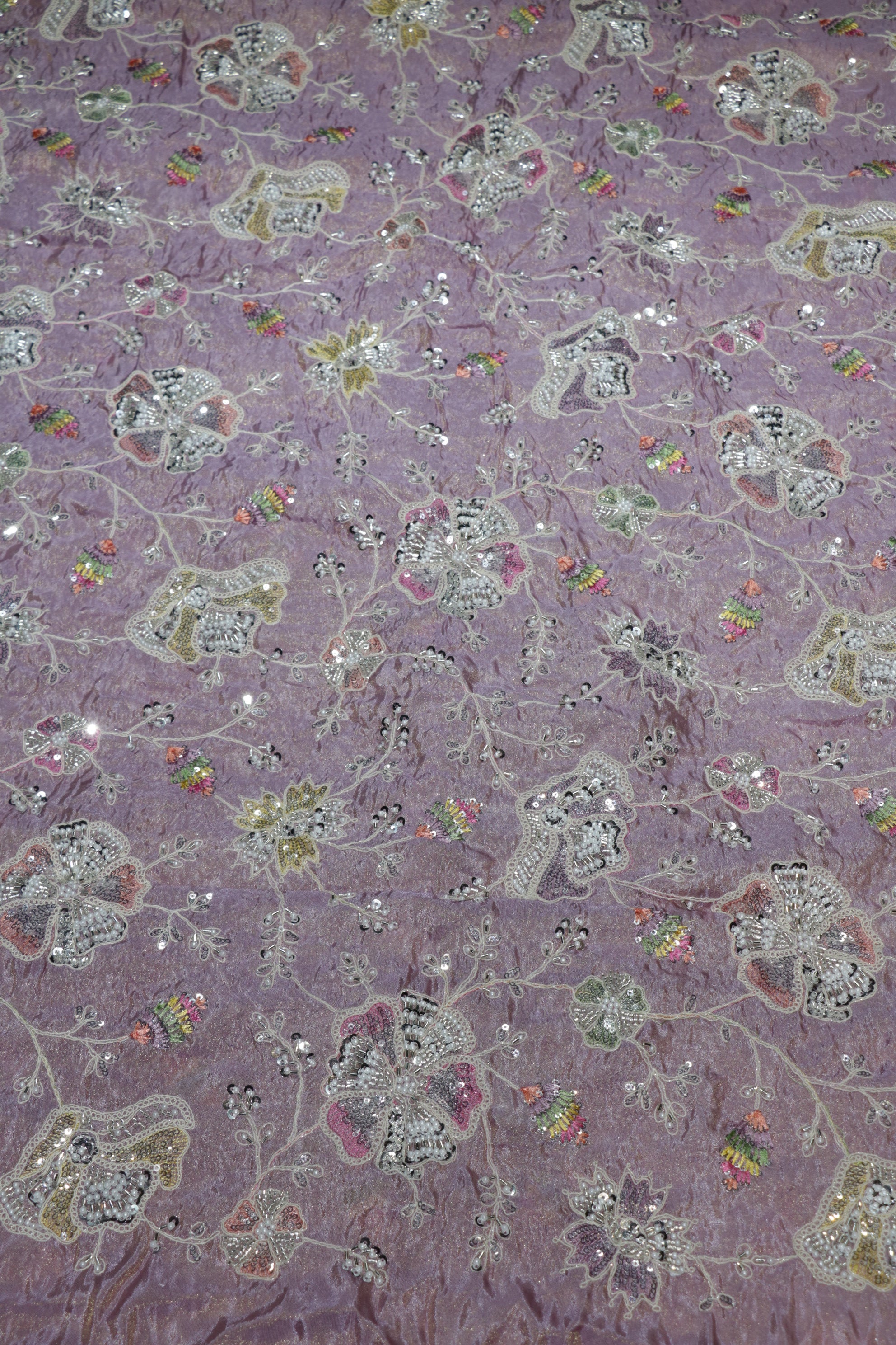 14-Color Set Pure Tissue Gold With Beads and Sequins Embroidery Work 44 Inch Width Allover