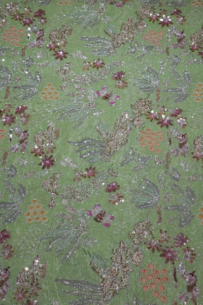 160-Color Set Pure Natural Crepe With Beads and Sequins Embroidery Work 44 Inch Width Allover