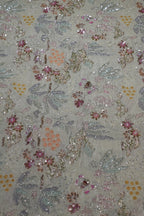 160-Color Set Pure Natural Crepe With Beads and Sequins Embroidery Work 44 Inch Width Allover