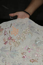 160-Color Set Pure Natural Crepe With Beads and Sequins Embroidery Work 44 Inch Width Allover