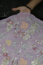 160-Color Set Pure Natural Crepe With Beads and Sequins Embroidery Work 44 Inch Width Allover
