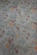160-Dyable Beige Pure Tissue Gold With Beads and Sequins Embroidery Work 44 Inch Width Allover