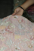 160-Color Set Pure Tissue Gold With Beads and Sequins Embroidery Work 44 Inch Width Allover