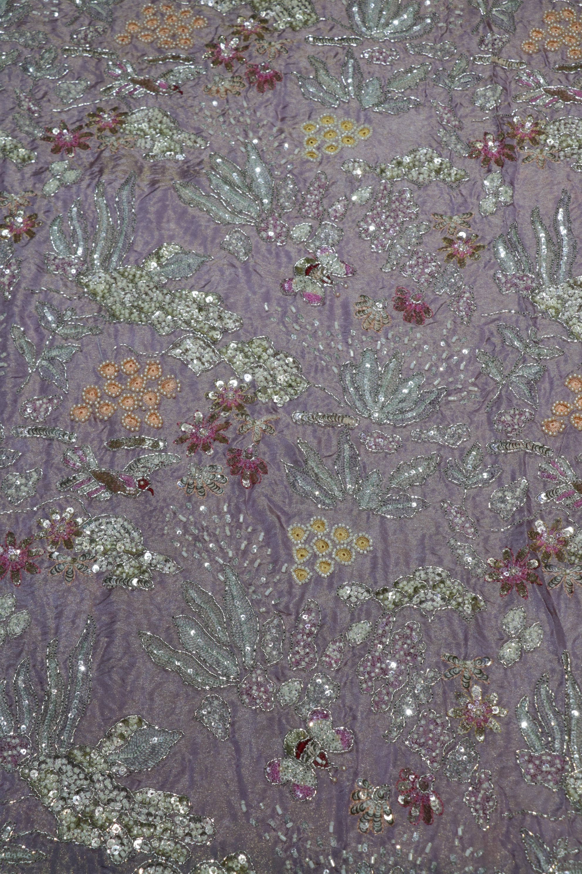 160-Color Set Pure Tissue Gold With Beads and Sequins Embroidery Work 44 Inch Width Allover
