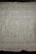 166-Dyable Beige Pure Tissue Gold With Beads and Sequins Embroidery Work 44 Inch Width Dupatta