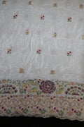 166-Dyable White Pure Natural Crepe With Beads and Sequins Embroidery Work 58 Inch Width Daman