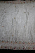 166-Dyable White Pure Natural Crepe With Beads and Sequins Embroidery Work 44 Inch Width Dupatta