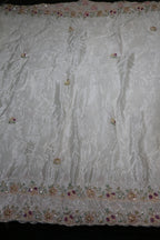 166-Dyable White Pure Natural Crepe With Beads and Sequins Embroidery Work 44 Inch Width Dupatta