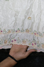 166-Dyable White Pure Natural Crepe With Beads and Sequins Embroidery Work 44 Inch Width Dupatta