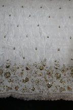 196-Dyable Pure Tissue Gold, Natural Crepe, Kanjivaram, Tissue Anmol With Beads and Sequins Embroidery Work 58 Inch Width Daman