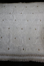 196-Dyable Pure Tissue Gold, Natural Crepe, Kanjivaram, Tissue Anmol With Beads and Sequins Embroidery Work 44 Inch Width Daman