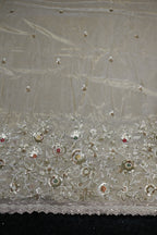 196-Dyable Pure Tissue Gold, Natural Crepe, Kanjivaram, Tissue Anmol With Beads and Sequins Embroidery Work 58 Inch Width Daman