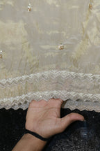 196-Dyable Pure Tissue Gold, Natural Crepe, Kanjivaram, Tissue Anmol With Beads and Sequins Embroidery Work 44 Inch Width Daman