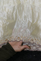 218-Dyable Pure Tissue Gold With Beads and Sequins Embroidery Work 54 Inch Width Dupatta