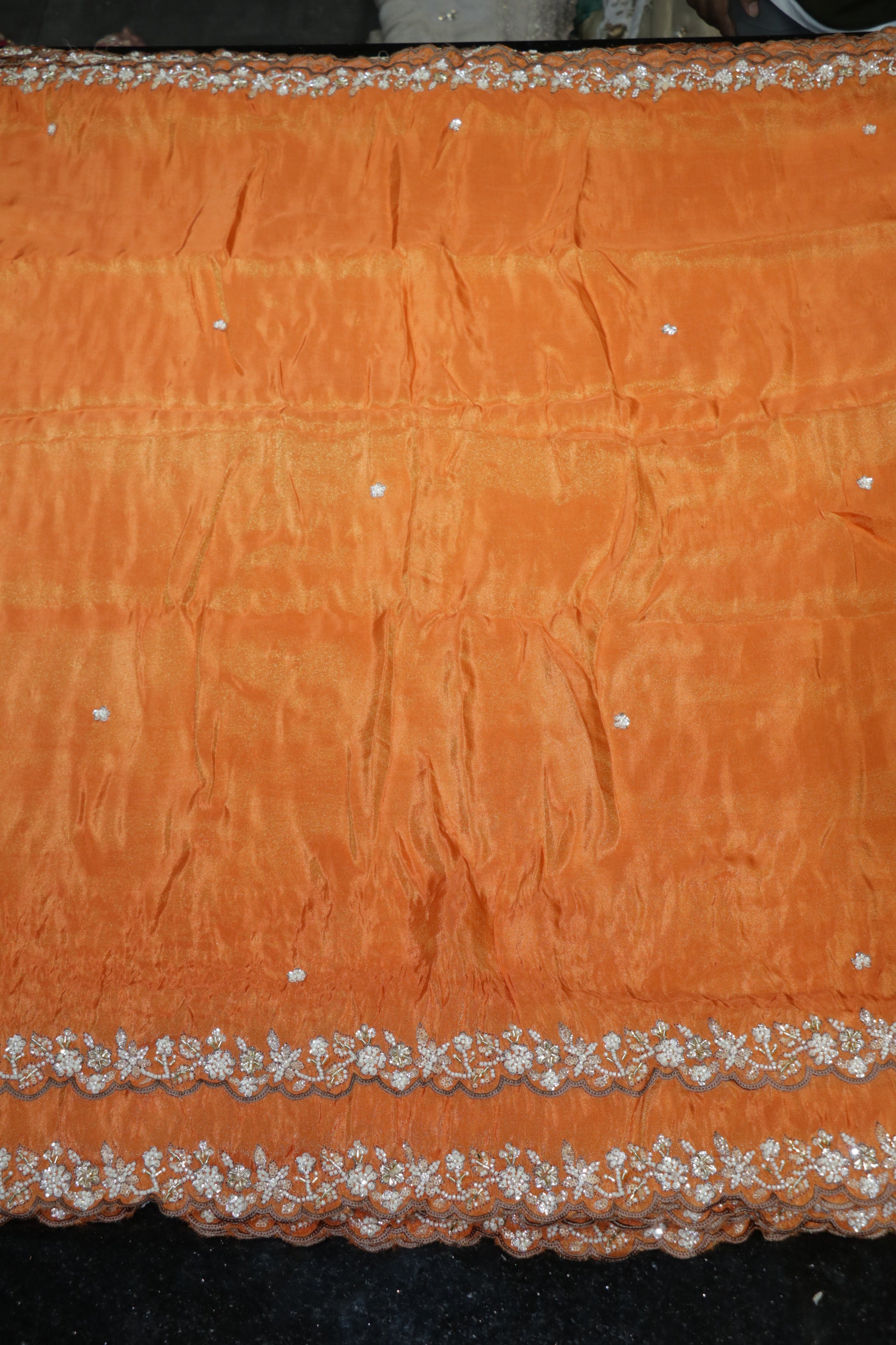 218-Color Set Pure Tissue Gold With Beads and Sequins Embroidery Work 54 Inch Width Dupatta
