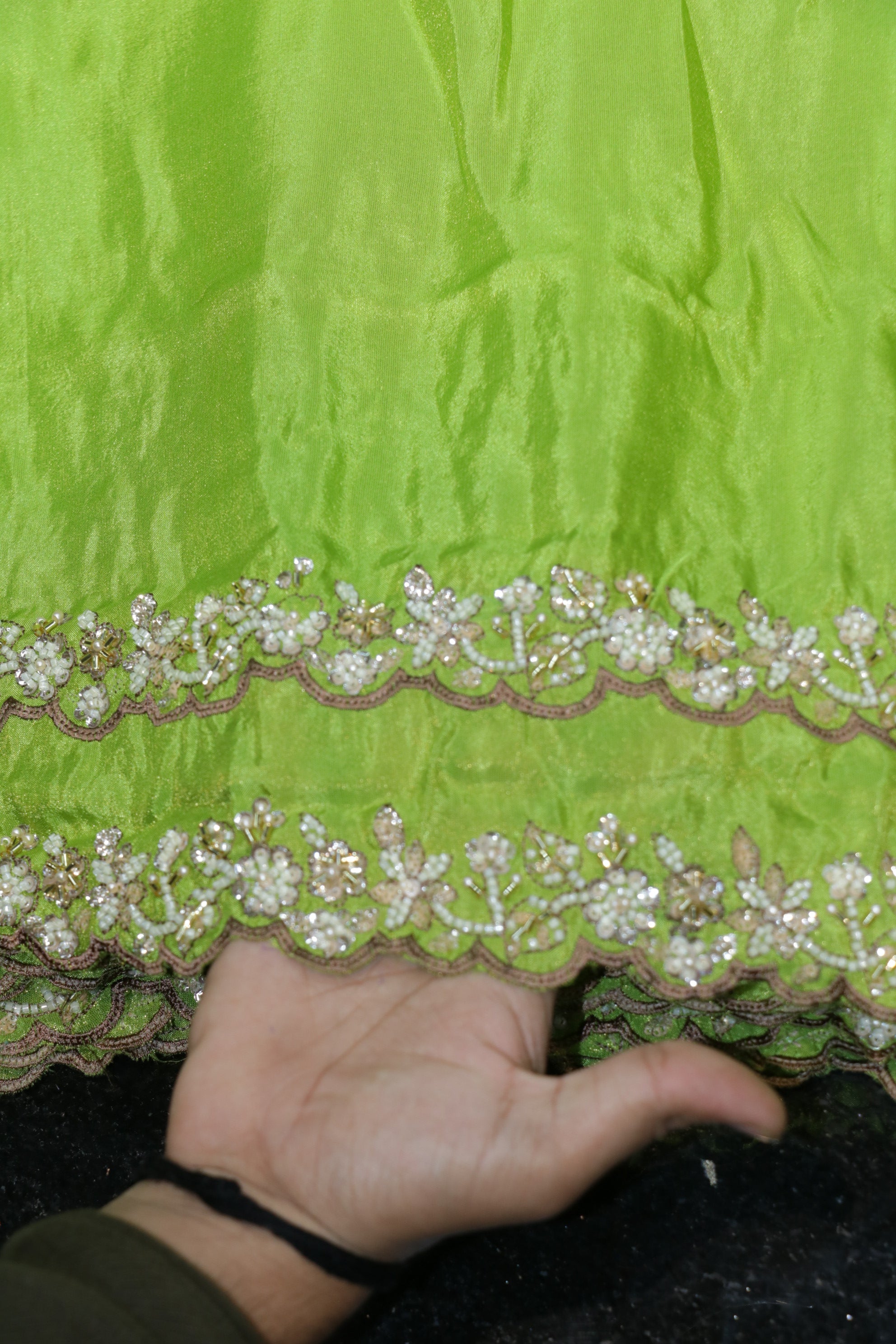 218-Color Set Pure Tissue Gold With Beads and Sequins Embroidery Work 54 Inch Width Dupatta