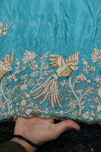 218-Color Set Pure Tissue Gold With Beads and Sequins Embroidery Work 58 Inch Width Daman