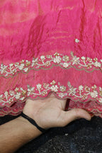 218-Color Set Pure Tissue Gold With Beads and Sequins Embroidery Work 54 Inch Width Dupatta
