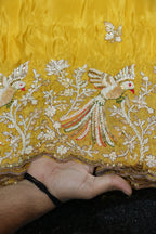 218-Color Set Pure Tissue Gold With Beads and Sequins Embroidery Work 58 Inch Width Daman