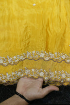218-Color Set Pure Tissue Gold With Beads and Sequins Embroidery Work 54 Inch Width Dupatta