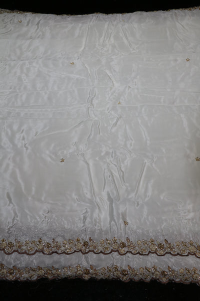 218-Dyable Pure Natural Crepe With Beads and Sequins Embroidery Work 44 Inch Width Dupatta