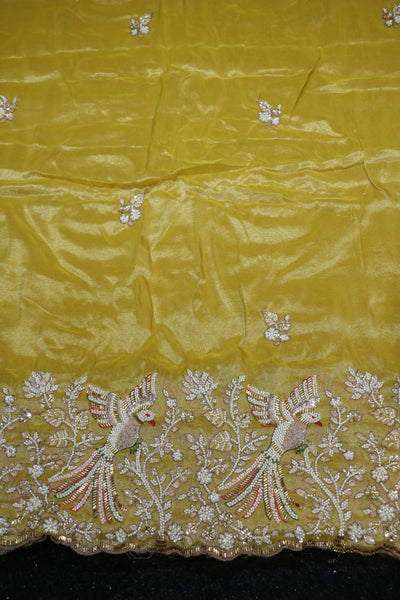 218-Color Set Pure Kanjivaram With Beads and Sequins Embroidery Work 44 Inch Width Daman