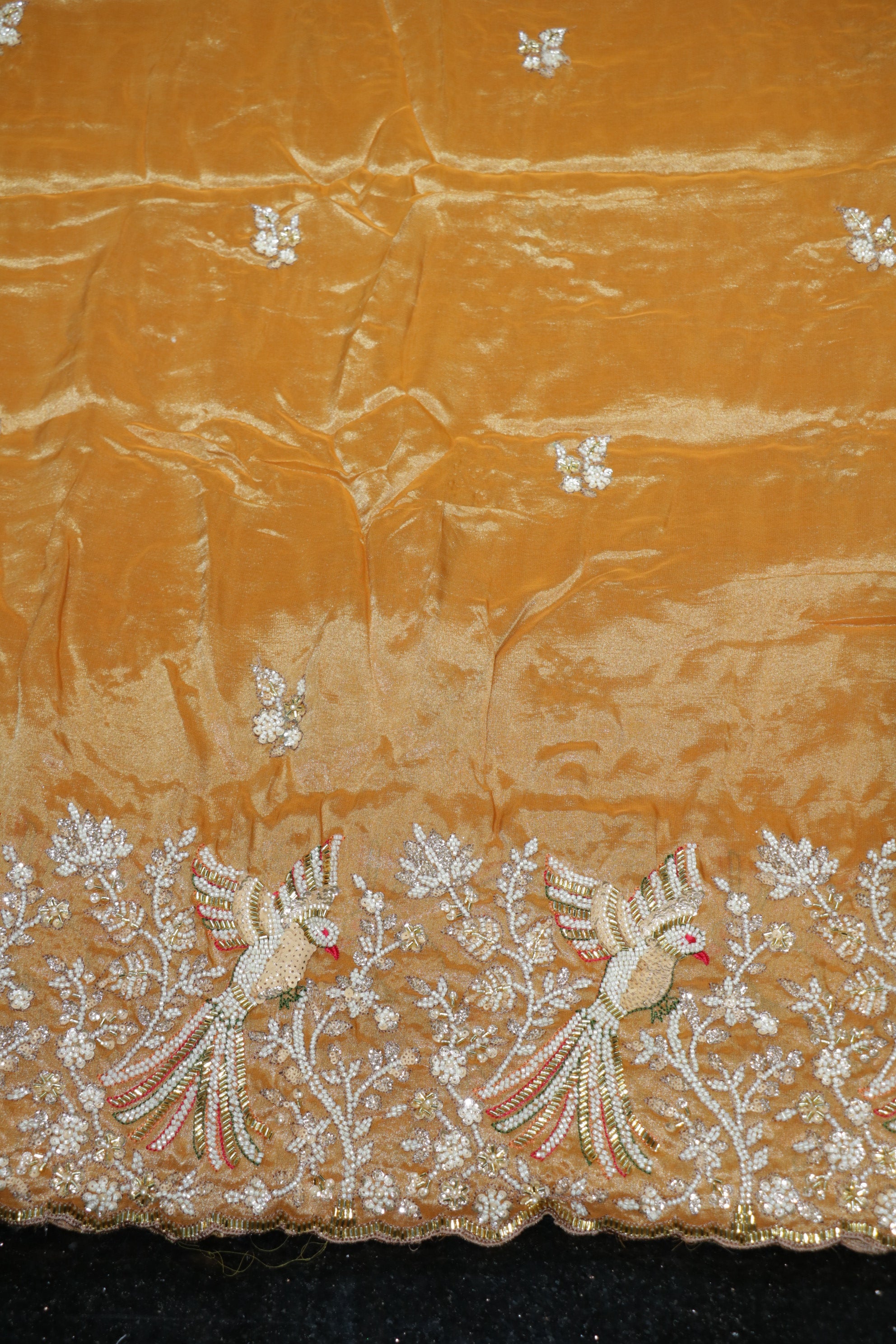 218-Color Set Pure Kanjivaram With Beads and Sequins Embroidery Work 44 Inch Width Daman