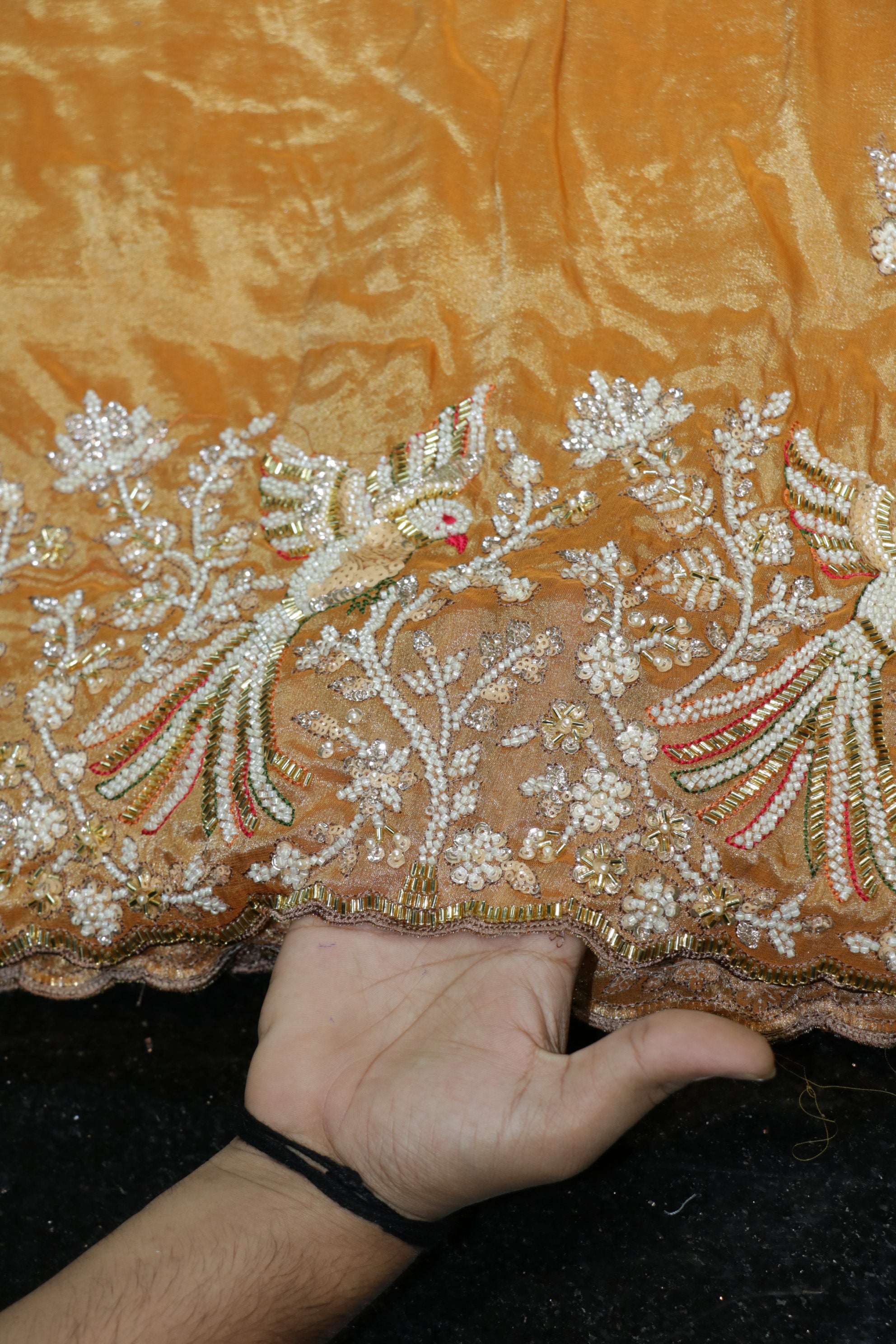 218-Color Set Pure Kanjivaram With Beads and Sequins Embroidery Work 44 Inch Width Daman