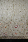 276-Dyable Pure Tissue Gold, Natural Crepe, Tissue Anmol, Kanjivaram With Beads and Sequins Embroidery Work 58 Inch Width Daman