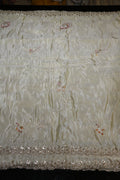 276-Dyable Pure Tissue Gold, Natural Crepe, Tissue Anmol, Kanjivaram With Beads and Sequins Embroidery Work 44 Inch Width Dupatta