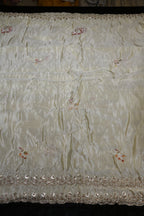 276-Dyable Pure Tissue Gold, Natural Crepe, Tissue Anmol, Kanjivaram With Beads and Sequins Embroidery Work 44 Inch Width Dupatta