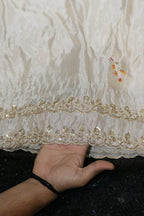 276-Dyable Pure Tissue Gold, Natural Crepe, Tissue Anmol, Kanjivaram With Beads and Sequins Embroidery Work 44 Inch Width Dupatta