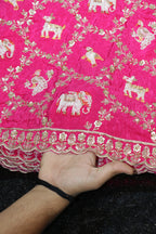 276-Heavy Color Set Pure Natural Crepe With Beads and Sequins Embroidery Work 44 Inch Width Allover/Daman
