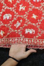 276-Heavy Color Set Pure Natural Crepe With Beads and Sequins Embroidery Work 44 Inch Width Allover/Daman