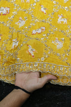 276-Heavy Color Set Pure Natural Crepe With Beads and Sequins Embroidery Work 44 Inch Width Allover/Daman