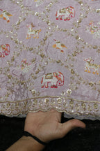 276-Heavy Color Set Pure Natural Crepe With Beads and Sequins Embroidery Work 44 Inch Width Allover/Daman