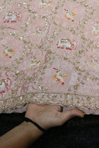 276-Heavy Color Set Pure Natural Crepe With Beads and Sequins Embroidery Work 44 Inch Width Allover/Daman